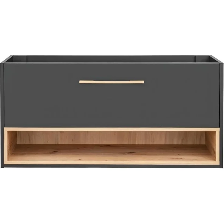 Vente-unique - YANGRA Waschbeckenmöbel Holz, Platte Grau - B 46 cm x H 57 cm x L 120 cm – Bild 4