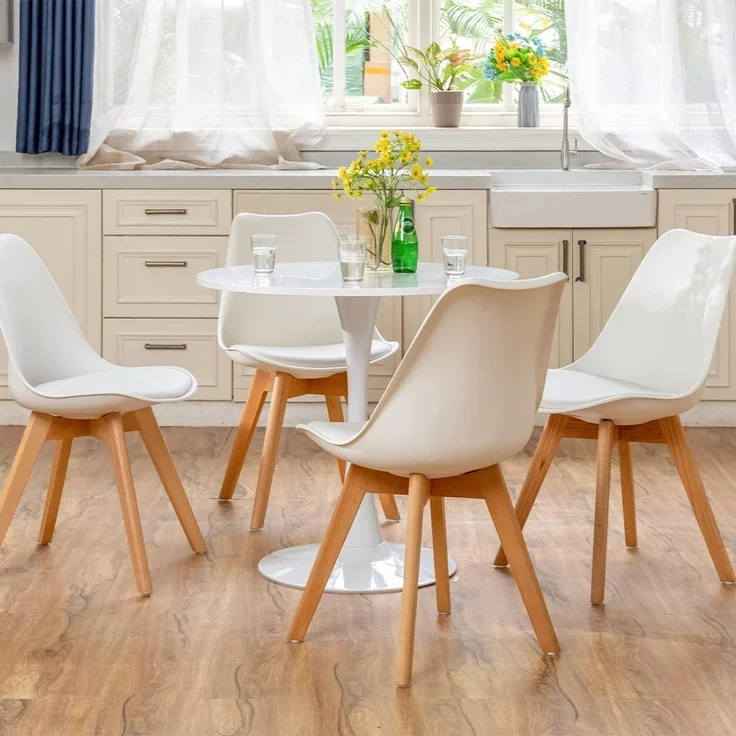 MEUBLE COSY Runder Esstisch Klein Tisch Küchentisch Esszimmertisch 2-4 Personen für Küche, Wohnzimmer, Büro, 80 x 80 x 73 cm, Weiß – Bild 2