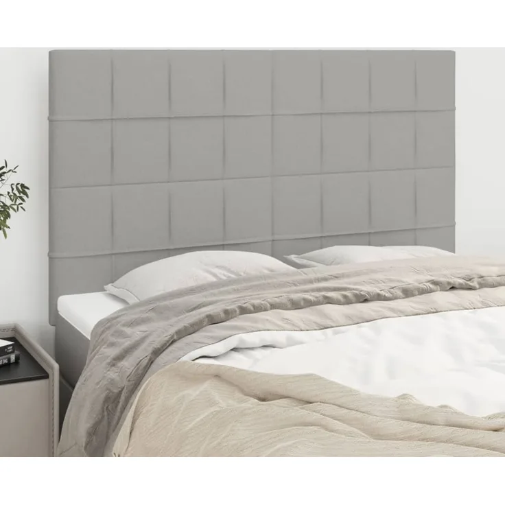 vidaXL Kopfteile 4 Stk. Hellgrau 72x5x78/88 cm Stoff 3116330