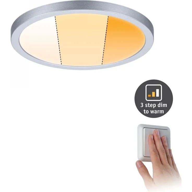 Paulmann No. 92991 LED Einbaupanel Areo VariFit IP44 rund 175mm Chrom matt WarmDim-Stepschaltung