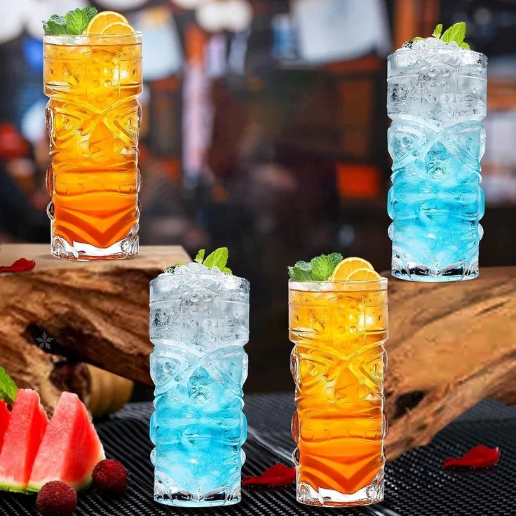 Tiki Longdrinkgläser 6er Set 400ml Lustige Cocktailgläser für Bars – Bild 7