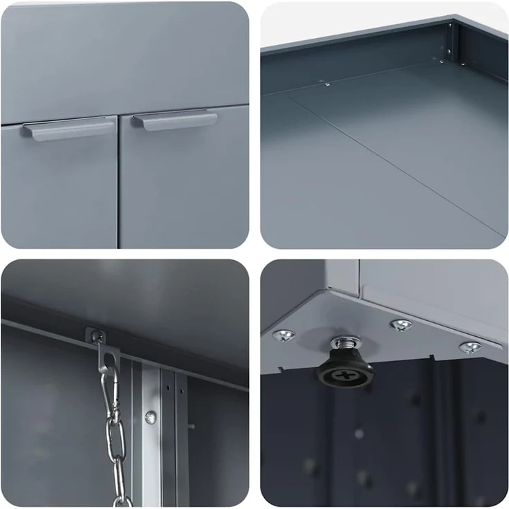 vidaXL Wagenmüllbehälter für 5 Behälter Hellgrau 340 x 77,5 x 121,5 cm 3394751 – Bild 10
