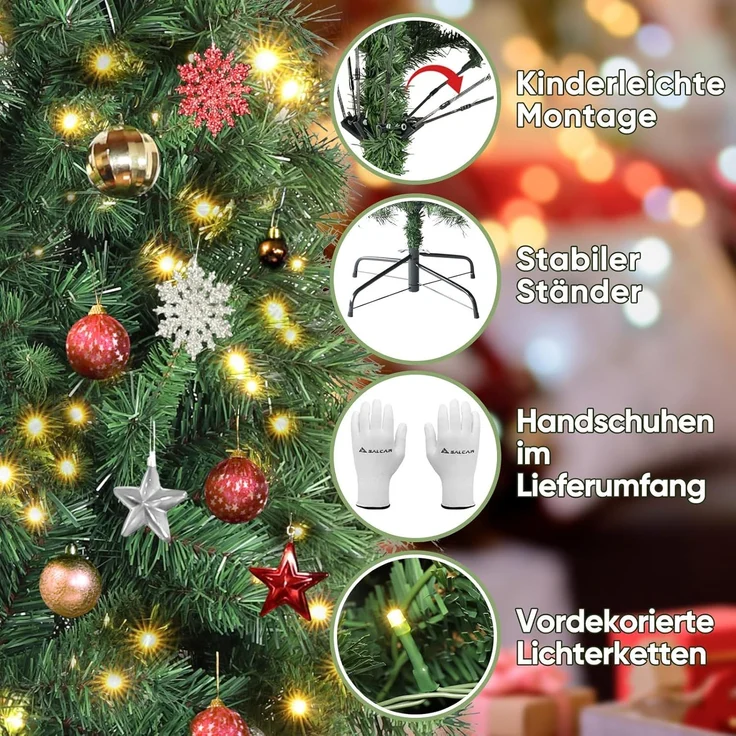 SALCAR Künstlicher Weihnachtsbaum 2,1 m mit Beleuchtung – Bild 4