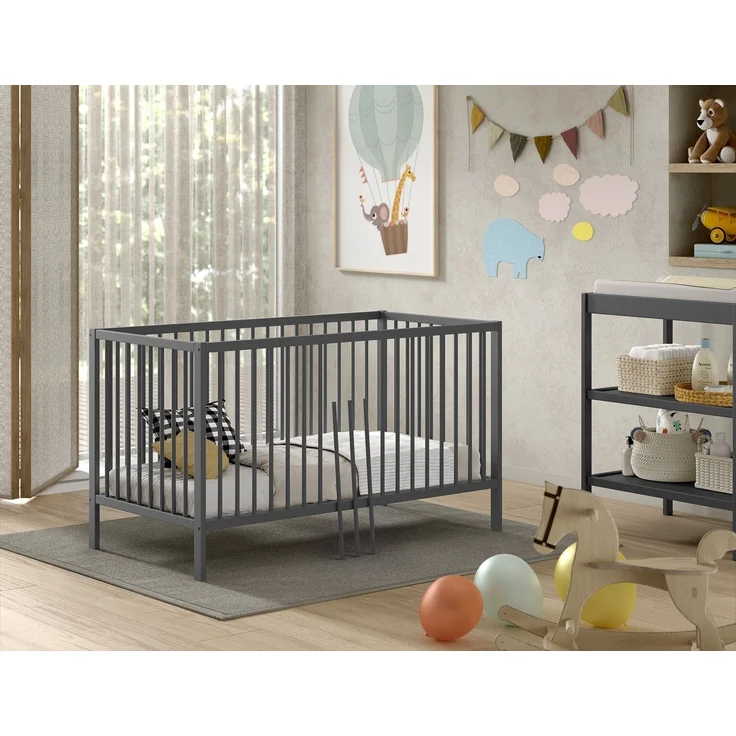 Babybett >Dino< in Buche Anthrazit, Massivholz - 144x84,4x75,5cm (BxHxT) – Bild 2