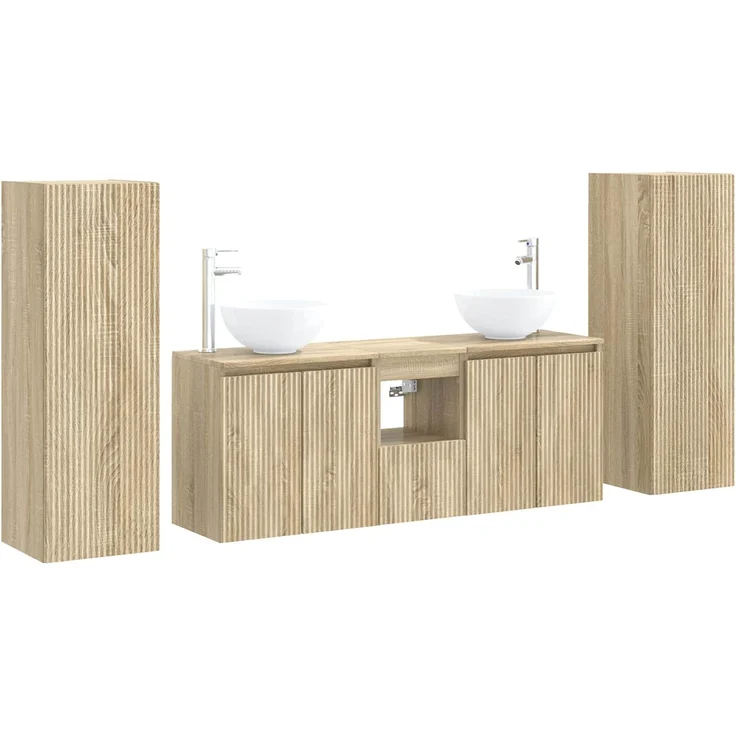 vidaXL Badezimmerschrank-Set 5 stk. Sonoma-Eiche 129 x 35 x 80 cm 3405985 – Bild 2