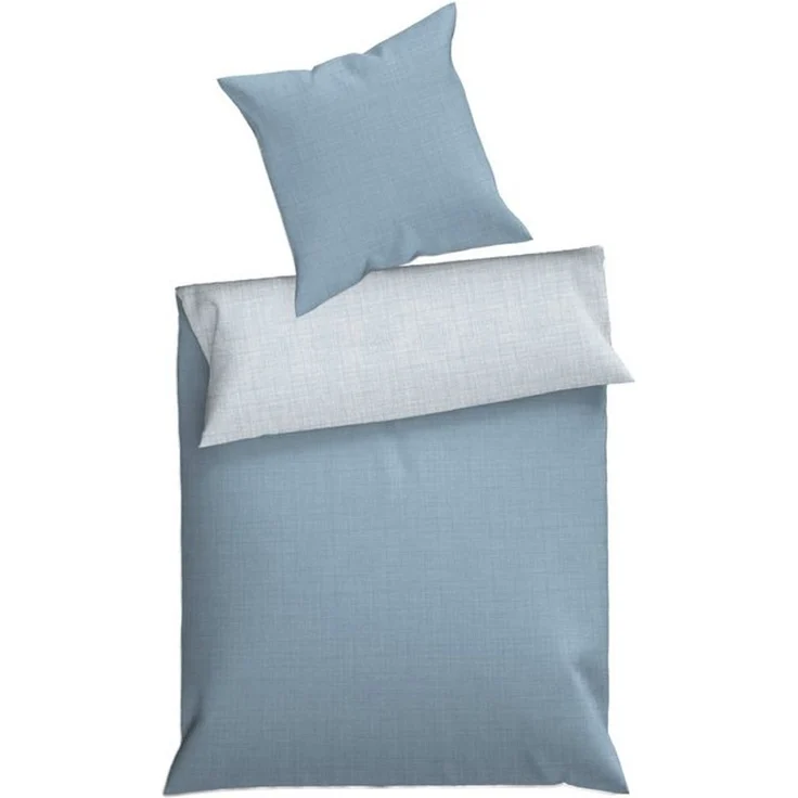 Dyckhoff Wendebettwäsche Uni, Renforcé, 2 teilig, Baumwolle, Renforcé, 100x135, Baby, Unifarben Meerblau, Reißverschluss – Bild 3