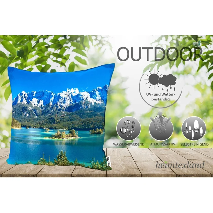 heimtexland Â® Outdoorkissen Lotus Effekt 45x45 Garten Dekokissen Wasserabweisend Outdoor Lounge Deko Kissen Typ742 Alpen Bergsee – Bild 3