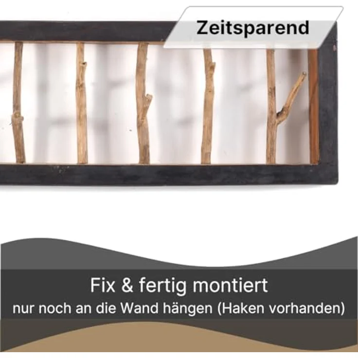 DESIGN DELIGHTS Wandgarderobe WANDGARDEROBE TREIBHOLZ UNIKAT, 80x22cm (BxH), Garderobe, Hakenleiste – Bild 5