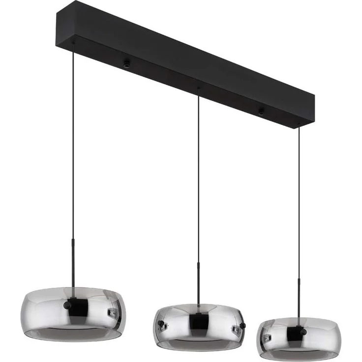 GLOBO LIGHTING Pendelleuchte, LED-Leuchtmittel fest verbaut, Warmweiß, LED Pendelleuchte Hängelampe Metall schwarz rauchglas H 120 cm – Bild 3