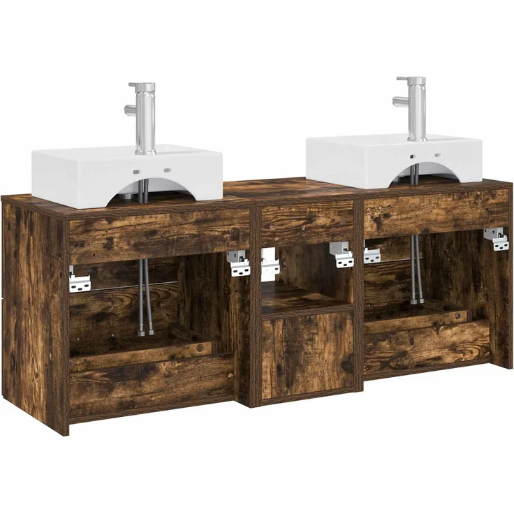 vidaXL Badezimmerschrank-Set 3 stk. Geräucherte Eiche 3405839 – Bild 8