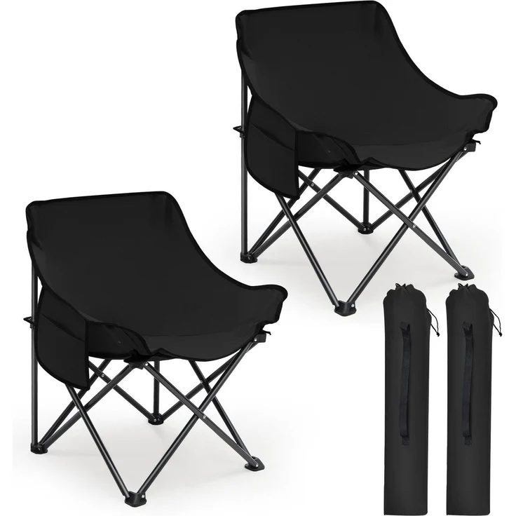 Sunula 2er Set Campingstuhl Faltbar Angelstuhl Klappsessel mit Tragetasche für Garten, mit Tragetasche, Klappstuhl bis max. 100 kg – Bild 2
