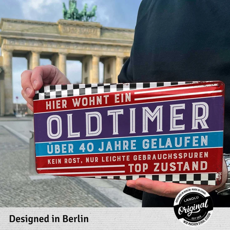 LANOLU Blechschild Oldtimer 40 Jahre - 17x34cm – Metall – Mehrfarbig – 17117 – Bild 2