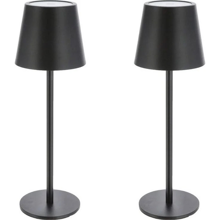 HAC24 LED Nachttischlampe 2x LED Metall Akku Tischleuchte Schwarz Schreibtischlampe Tischlampe, LED fest integriert, Warmweiß, Kaltweiß, Neutralweiß, Höhe 26 cm mit Touchfunktion 3 Weisstöne Aufladbar Dimmbar – Bild 3