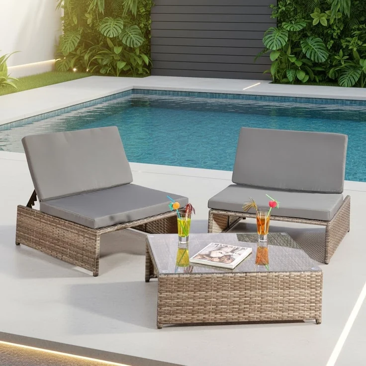 Sitzgarnitur Gartenmöbel Sitzgruppe Lounge Poly Rattan Möbel Set Gartengarnitur – Bild 7
