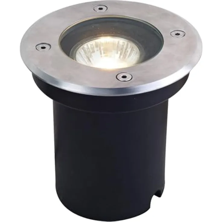 Lucande Bodeneinbaustrahler Ava, wasserdicht IP67, Aluminium Edelstahl, 1-flammig (GU10), Außenleuchte für Garten und Terrasse