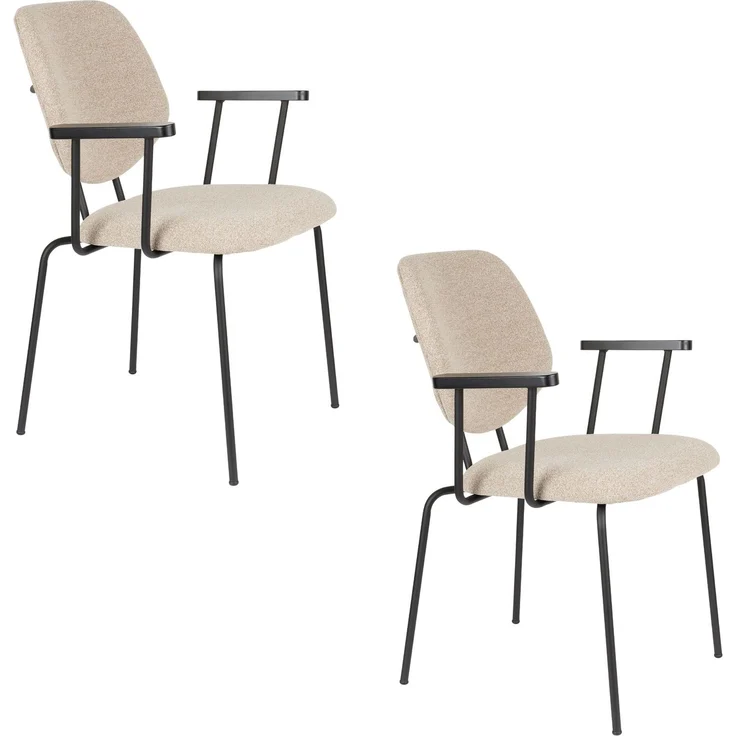 Sessel Zelo im 2er-Set, Beige mit Metallgestell für Esszimmer 60x59x83,5 cm – Bild 4