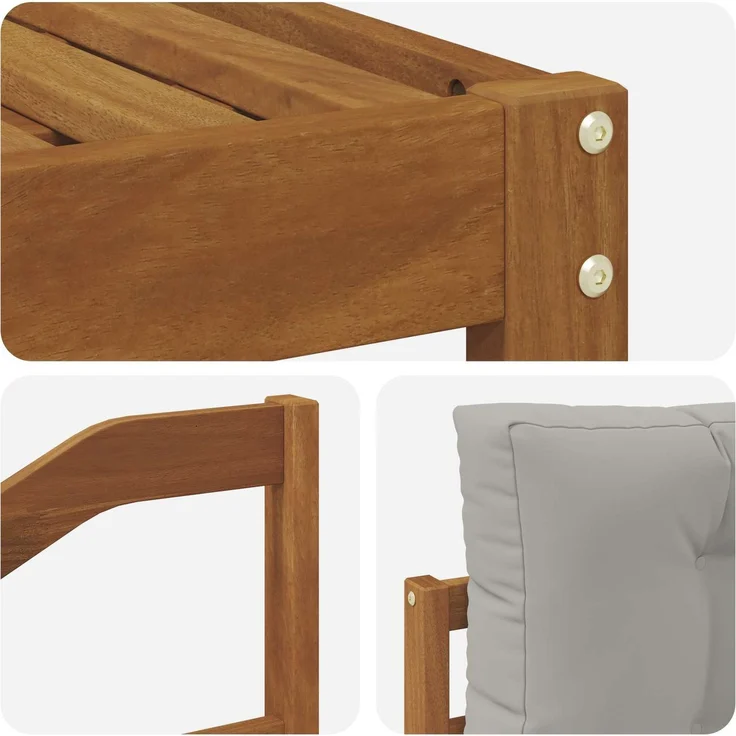 vidaXL Outdoor-Sofagarnitur mit Kissen 11 pcs Natürlich und Hellgrau 3368289 – Bild 7