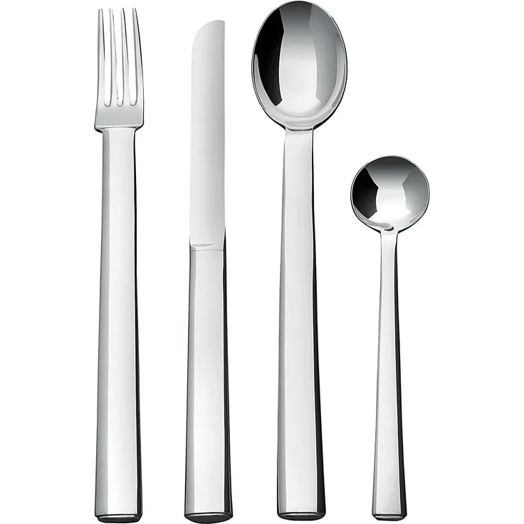 Alessi Rundes Modell Besteckgarnitur 24 TLG, Edelstahl, Silber, 3. 3x36. 5x4. 5 cm, Einheiten
