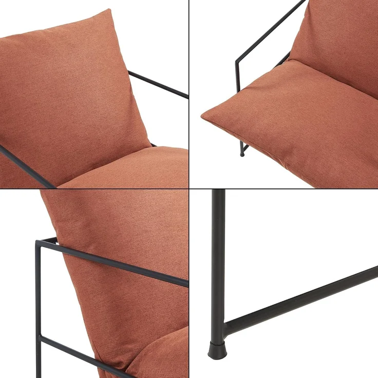 Sessel Utsjoki 90x61x70 cm Schwarz/Orange [en. casa] – Bild 8