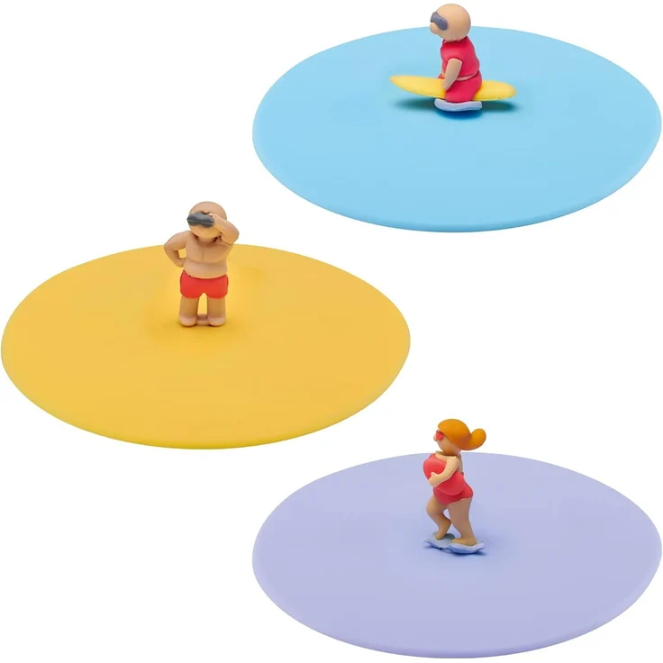 Lurch 210305 Mein Deckel Strandwache 3er Set Glasabdeckungen aus Premium-Platin-Silikon Ø10,5cm, Mittel, Bunt – Bild 1