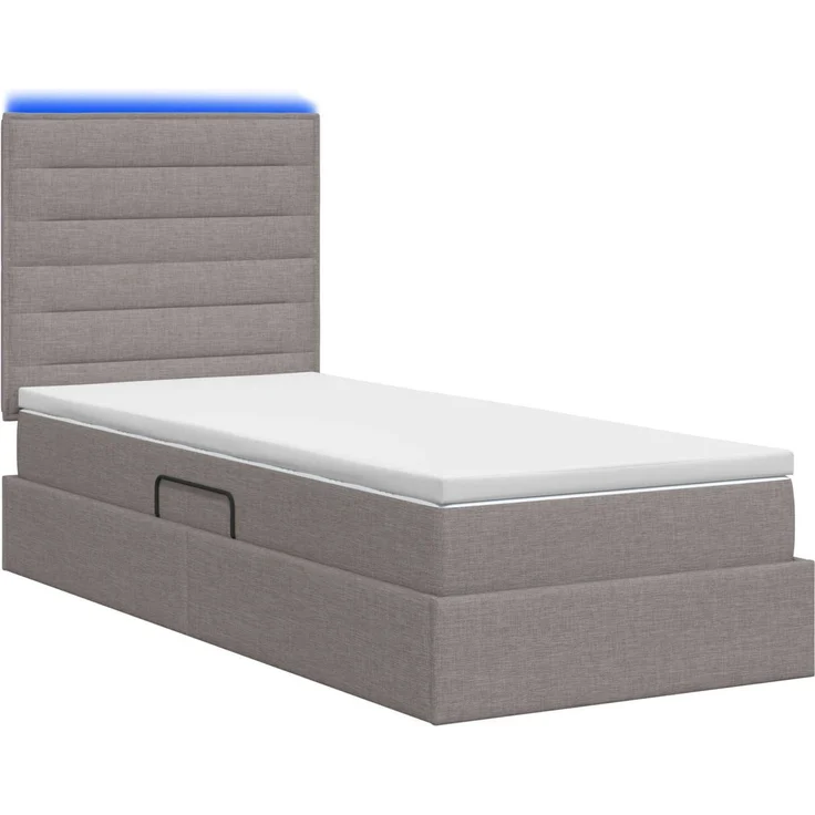 vidaXL LED-Speicherbett mit Matratze Taupe 90 x 190 cm Stoff 3459852 – Bild 9