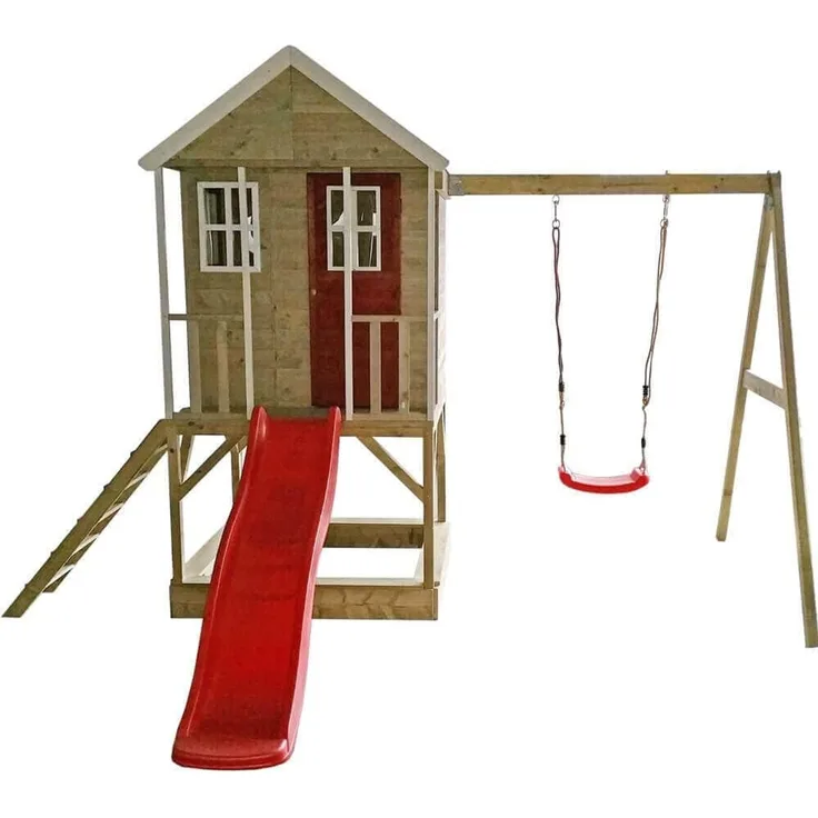 Wendi Toys Holz Stelzenhaus Alpaka | mit roter