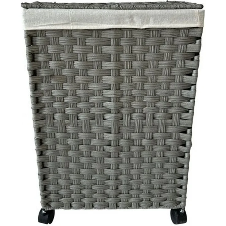 HTI-Living Wäschekorb Wäschesammler 40 Liter Briena Grau (Stück, 1 St, 1 Wäschesammler), Wäschekorb Polyrattan auf Rollen – Bild 4