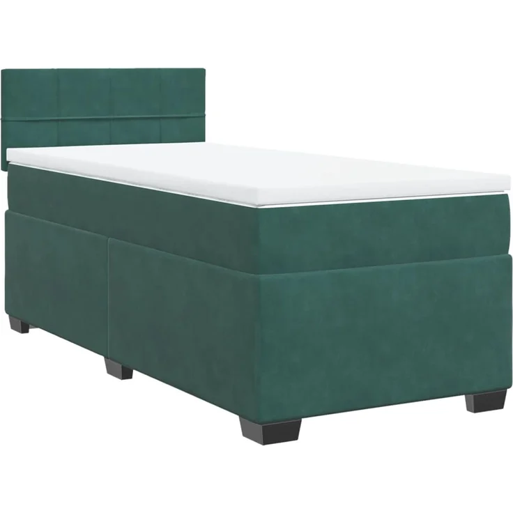 vidaXL Boxspringbett mit Matratze Dunkelgrün 100x200 cm Samt 3286237 – Bild 2