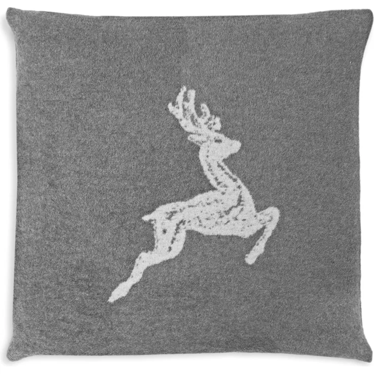Kissenbezug mit eingewebtem Hirschdesign 50x50 cm Grau – Bild 1