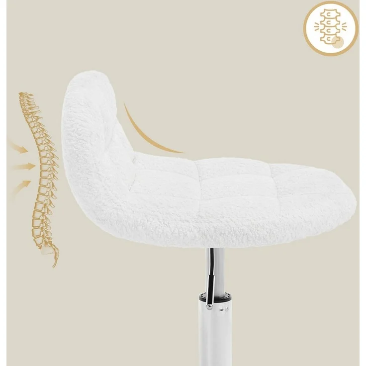 Woltu Arbeitshocker (1 St), mit Rückenlehne, Chenille, drehbar höhenverstellbar, für Schminktisch – Bild 3