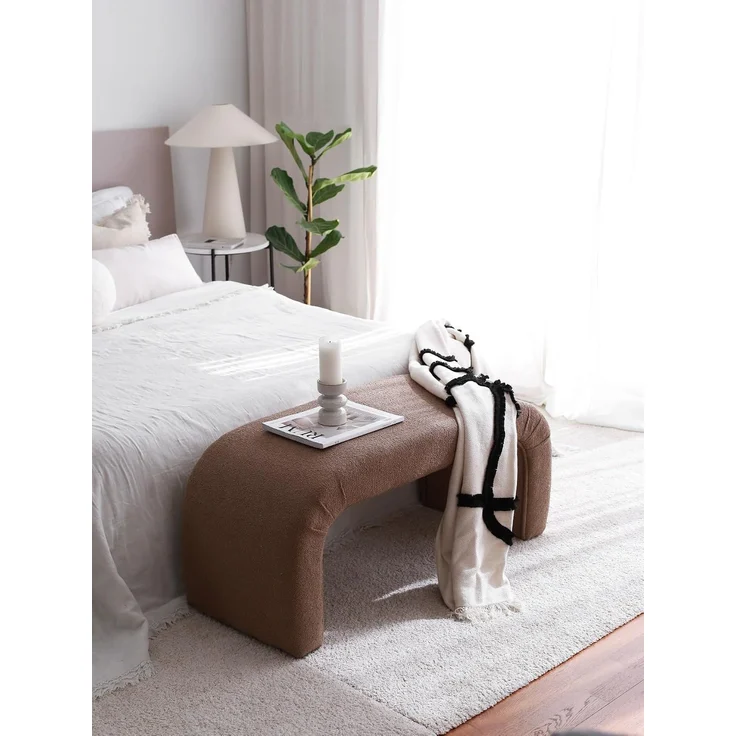 Atelier Del Sofa Stylish Pouffe with Beech Frame, 106 x 45 x 46 cm, 100% Polyester Teddy Fabric, Elegant Brown Color | Perfect for Living Room & Bedroom Decor – Bild 6