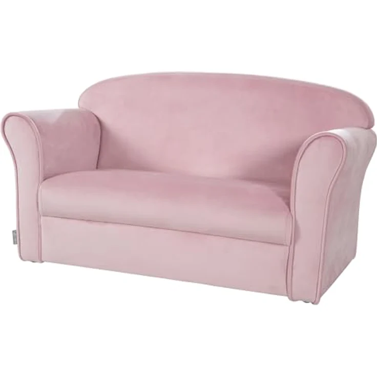 roba Kindersofa 'Lil Sofa' mit Armlehnen - Bequeme Kindercouch mit Samtstoff - Rosa – Bild 2