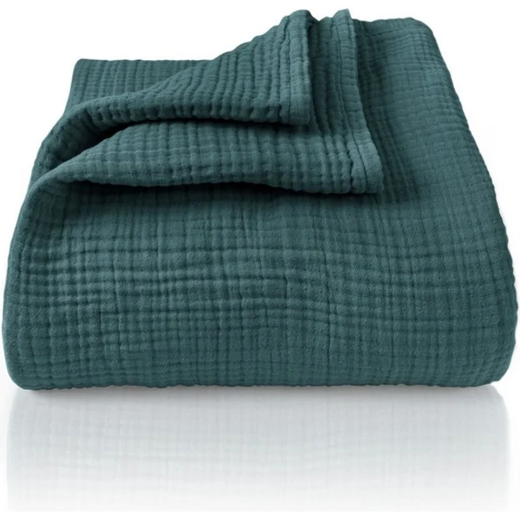 Laynenburg Tagesdecke Musselin aus 100% Baumwolle – Baumwolldecke, Kuscheldecke, Wohndecke als Sommerdecke, Bett-Überwurf, Couch-Überwurf, Sofa-Decke – Bild 2