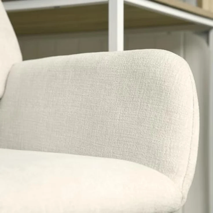 FurnitureR Schreibtisch Stuhl Chenille Stoff höhenverstellbarer Drehstuhl, ergonomischer Bürostuhl mit Armlehne für Büro Schlafzimmer Arbeitszimmer, Beige – Bild 6