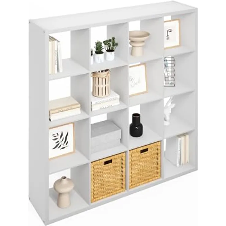 Furinno Simple Würfel-Aufbewahrungsorganizer, 16-Würfel Display-Regal, offenes Rückseitenregal, Aufbewahrungsregale, extra Dickes Gestell, Weiß