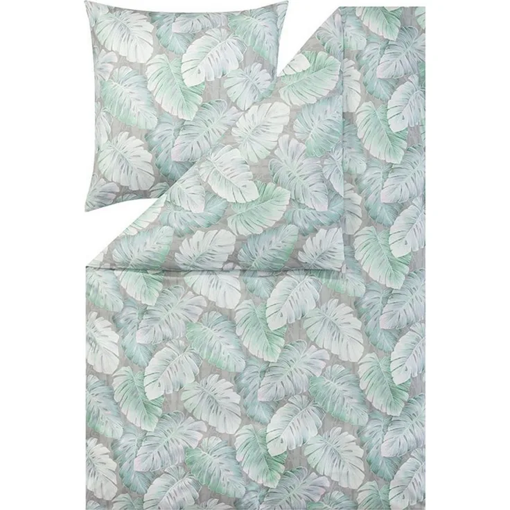 Estella Mako Jersey Bettwäsche 135x200 Rabea alge Blätter Monstera 6301-545