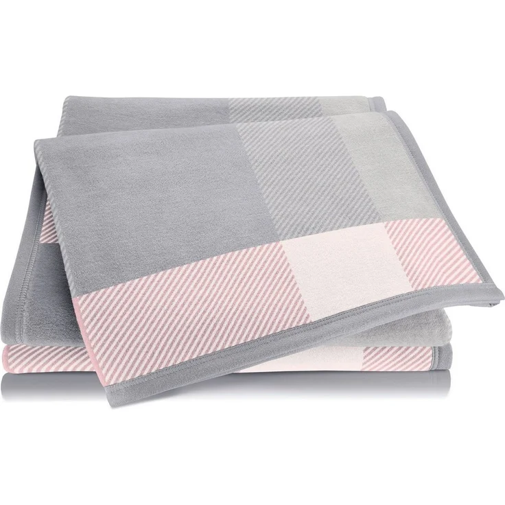Wohndecke Check rosa, karierte Kuscheldecke in 150x200, Decke aus Baumwoll-Mix, Biederlack, Made in Germany – Bild 1