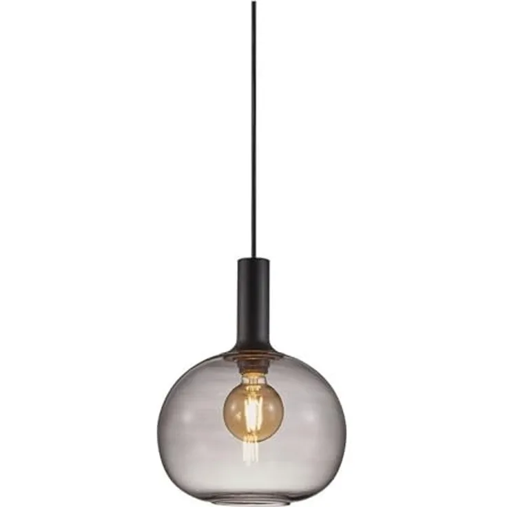 Nordlux Schwarze Pendelleuchten Alton 25 Ø 25 Cm Schwarz 1-flammig Rund, Schwarz, Glas, Metall, 47313047