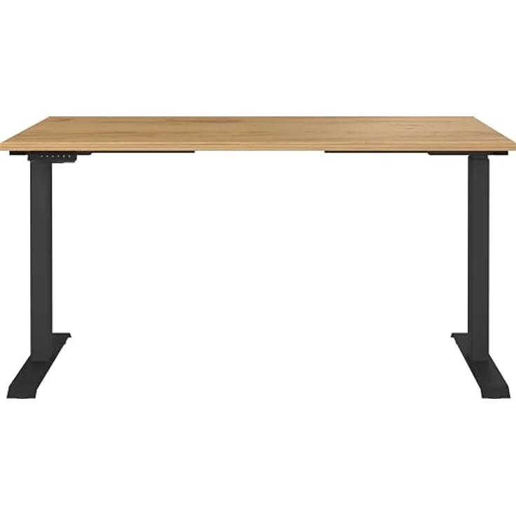 Germania Schreibtisch 7905-593, in Navarra-Eiche-Nb./Schwarz, EL. höhenverstellb, 140 x 120 x 80 cm (BxHxT) – Bild 4