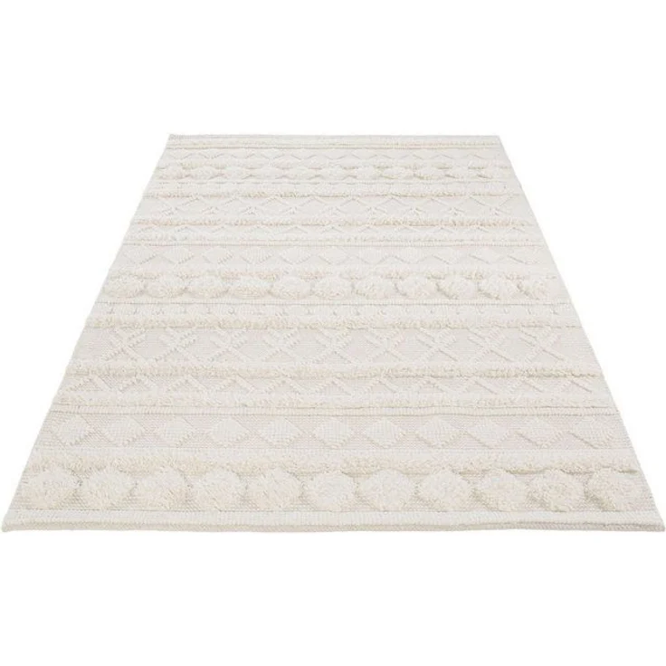 LUXOR living Wollteppich Hägga, rechteckig, Höhe: 15 mm, Handweb Teppich, reine Wolle, handgewebt, Hoch-Tief Struktur – Bild 4