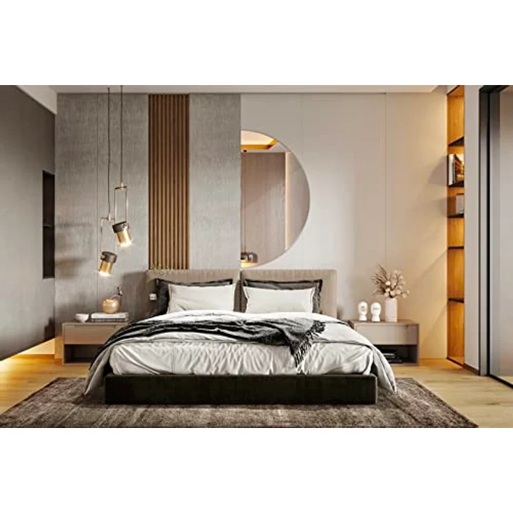 Tulup Halbrunder Wandspiegel, großer Schlafzimmer-Spiegel 100 cm mit glatter Oberfläche und abgerundeten Kanten, inkl. Montageset – Bild 2