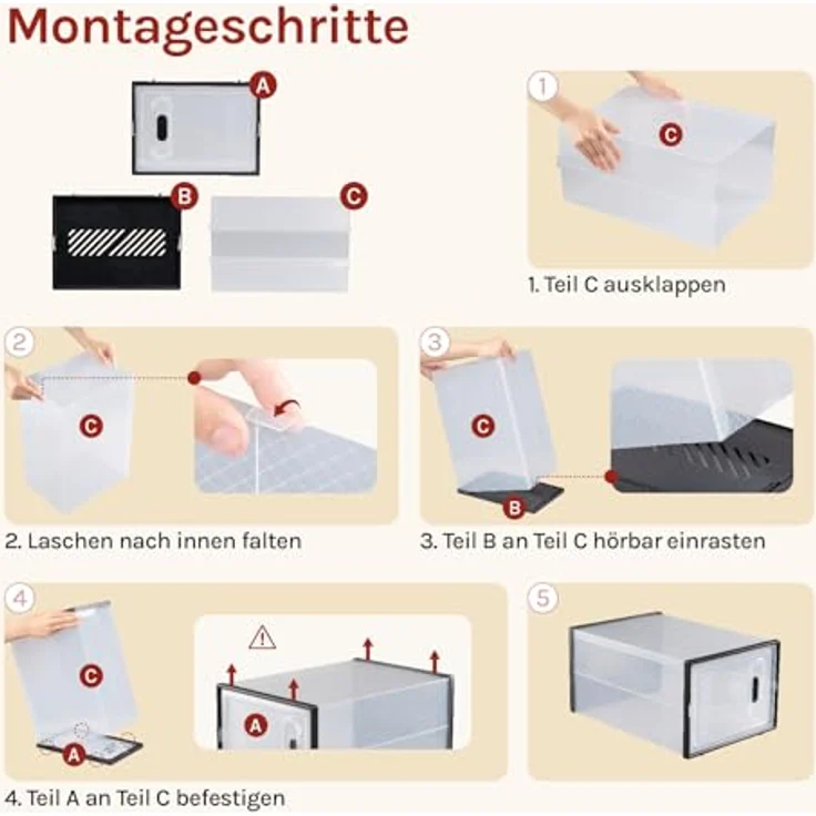 Woltu Schuhregal, 8-tlg, stapelbar, mit magnetischer Tür, Kunststoffbox – Bild 8