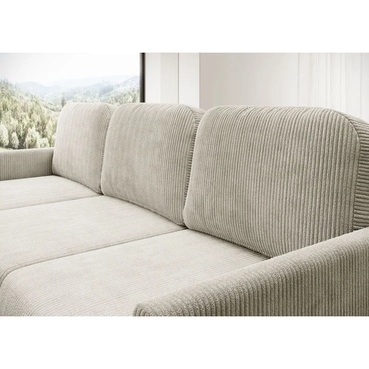 Selsey 'Hamiel' Ecksofa mit Schlaffunktion & Bettkasten, Cord, Universal, Hellbeige – Bild 7