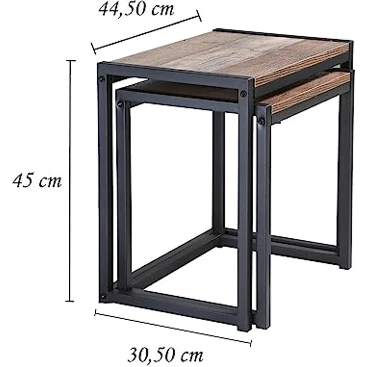 Set de 2 Tables basses Gigognes décor Chêne et métal Noir - Riverside – Bild 6