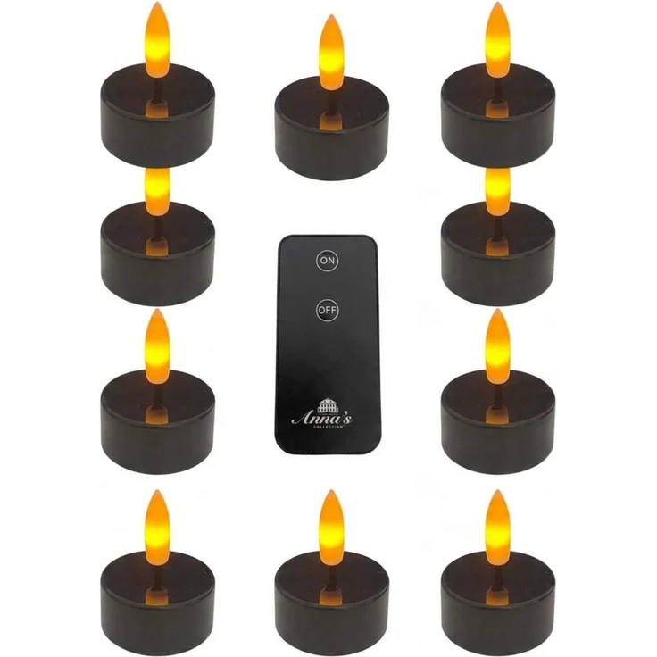 Coen Bakker Deco BV LED-Teelichter Tea Lights, Ein-/Ausschalter, LED, warmweiß, schwarz 10 St. mit Fernbedienung warmweiß dezent flackernd – Bild 1