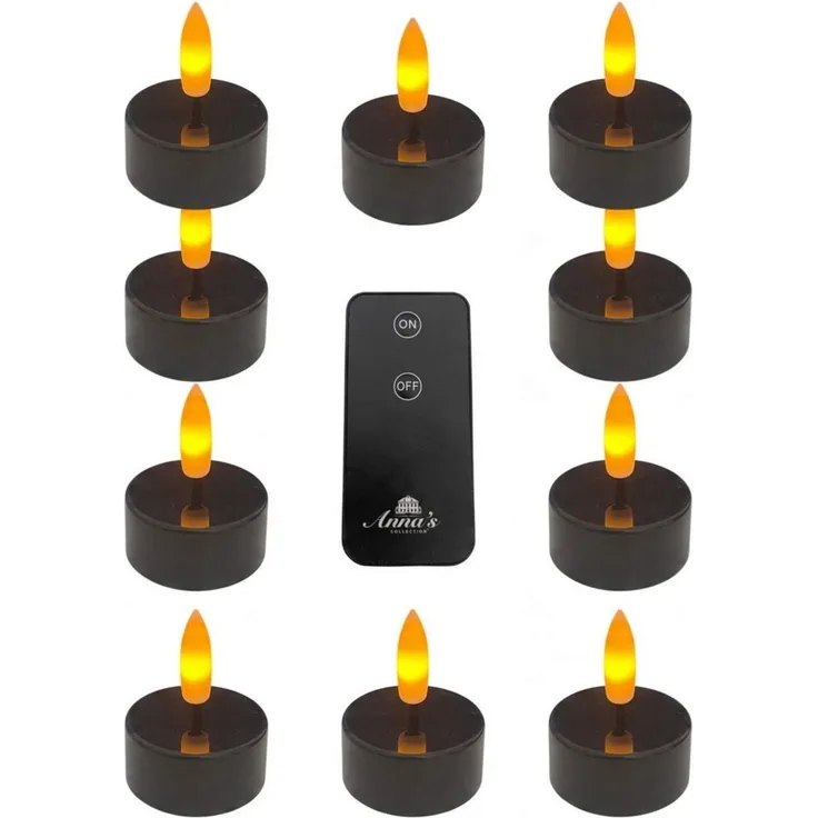 Coen Bakker Deco BV LED-Teelichter Tea Lights, Ein-/Ausschalter, LED, warmweiß, schwarz 10 St. mit Fernbedienung warmweiß dezent flackernd