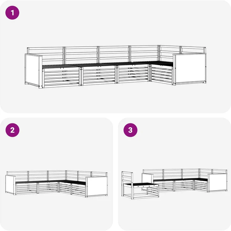 vidaXL Outdoor-Sofagarnitur 5 stk. Natur Massivholz Akazie 3383342 – Bild 6