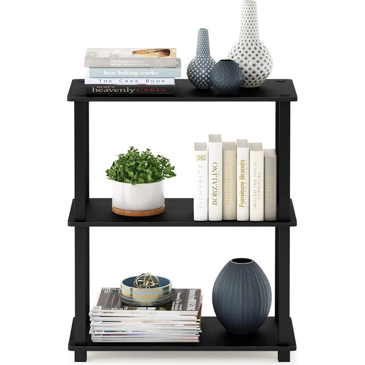 Furinno kompaktes Mehrzweck-Regal mit 3 Ebenen, holz, Americano/Schwarz, 29. 46x59. 94x75. 18 cm – Bild 4