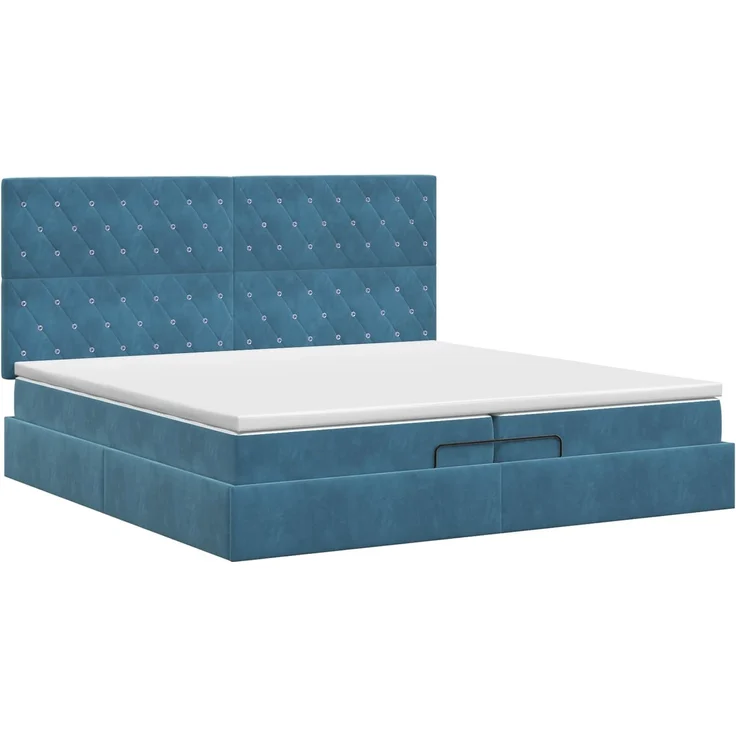 vidaXL Ottoman Bett mit Matratze Dunkelblau 200 x 200 cm Samt 3457675 – Bild 8