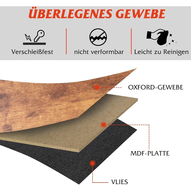 WLIVE Kommode mit 6 Schubladen aus Stoff, Kommodenschrank für Schlafzimmer, Kommode Wohnzimmer, mit Stabiler Stahlrahmen, Holzplatte, Vintagebraun-Schwarz – Bild 4